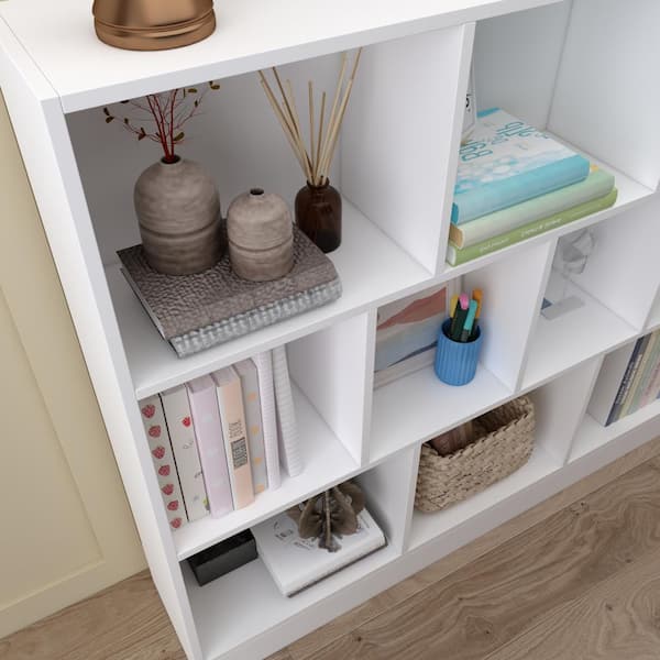 FUFU&GAGA 47.2 in. W x 40.9 in. H White Wooden 10-Shelf