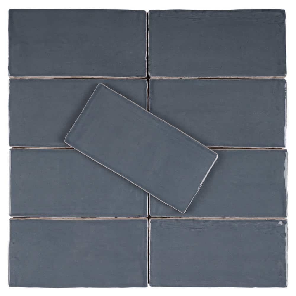 Deep Blue Glossy Ceramic Subway Wall Tile 3" x 6"