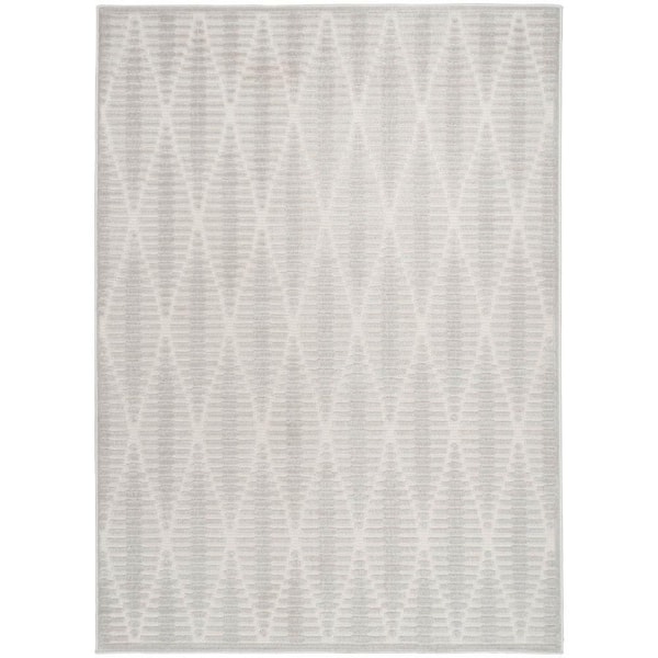 Nourison Casual Light Grey 5 ft. x 7 ft. Diamond Contemporary Area Rug