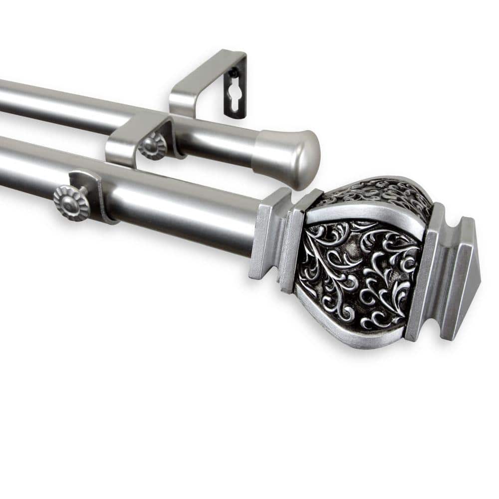 48 in. - 84 in. Telescoping 1 in. Double Curtain Rod Kit in Satin Nickel with Margot Finial price history on PriceWatchPro