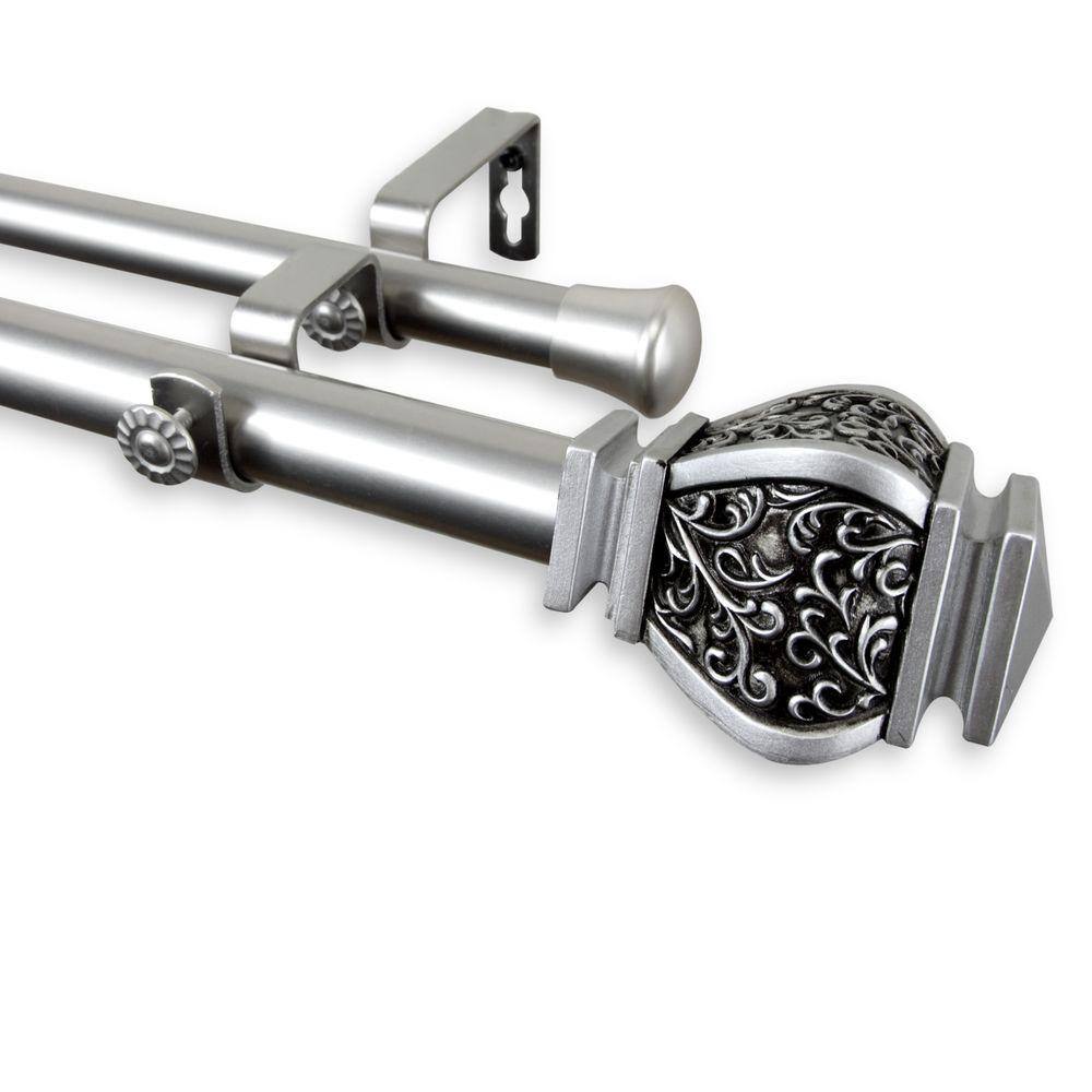 120 in. - 170 in. Telescoping 1 in. Double Curtain Rod Kit in Satin Nickel with Margot Finial price history on PriceWatchPro