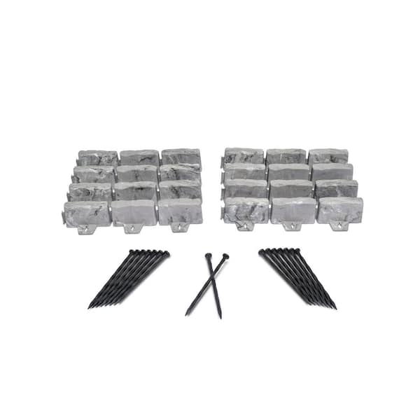 null Decorative Faux Stone 10 ft. x 2.7 in. Dark Gray Plastic No-Dig Landscape Edging Kit
