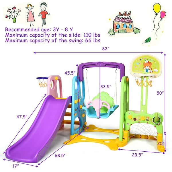 5 in 1 Kid Swing Slide Football Set For Backyard Playground Fun Playset Toddler 