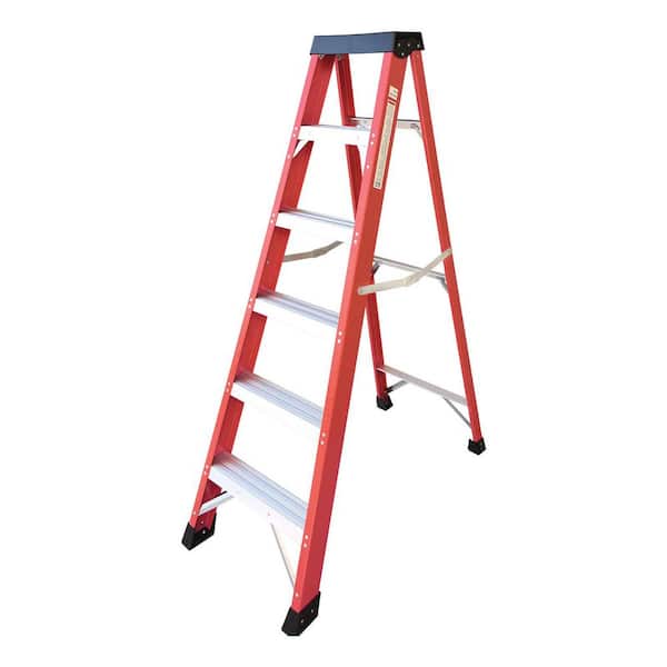Red 5.4 ft. Aluminum Platform Step Ladder (8.4 ft. Reach), 500 lb. Load Capacity