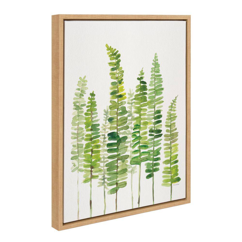 24" x 18" Green Fern Abstract Canvas Print with Natural Frame