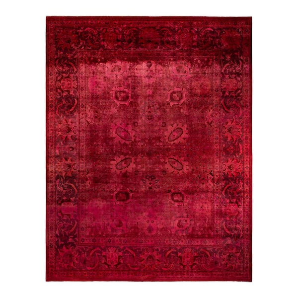 Overdyed Red 12 ft. x 15 ft. Solid Wool Indoor Area Rug