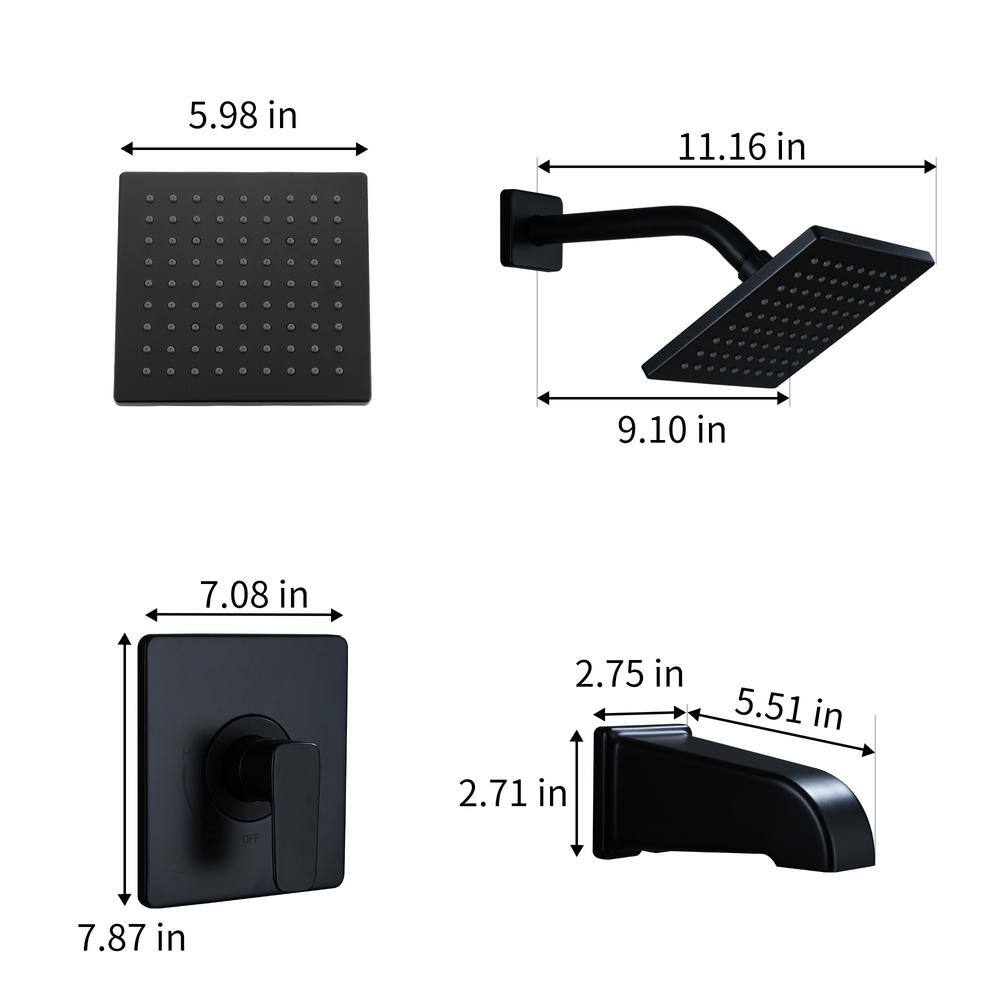 Matte Black Adjustable Wall Mounted Rain Shower Faucet Set