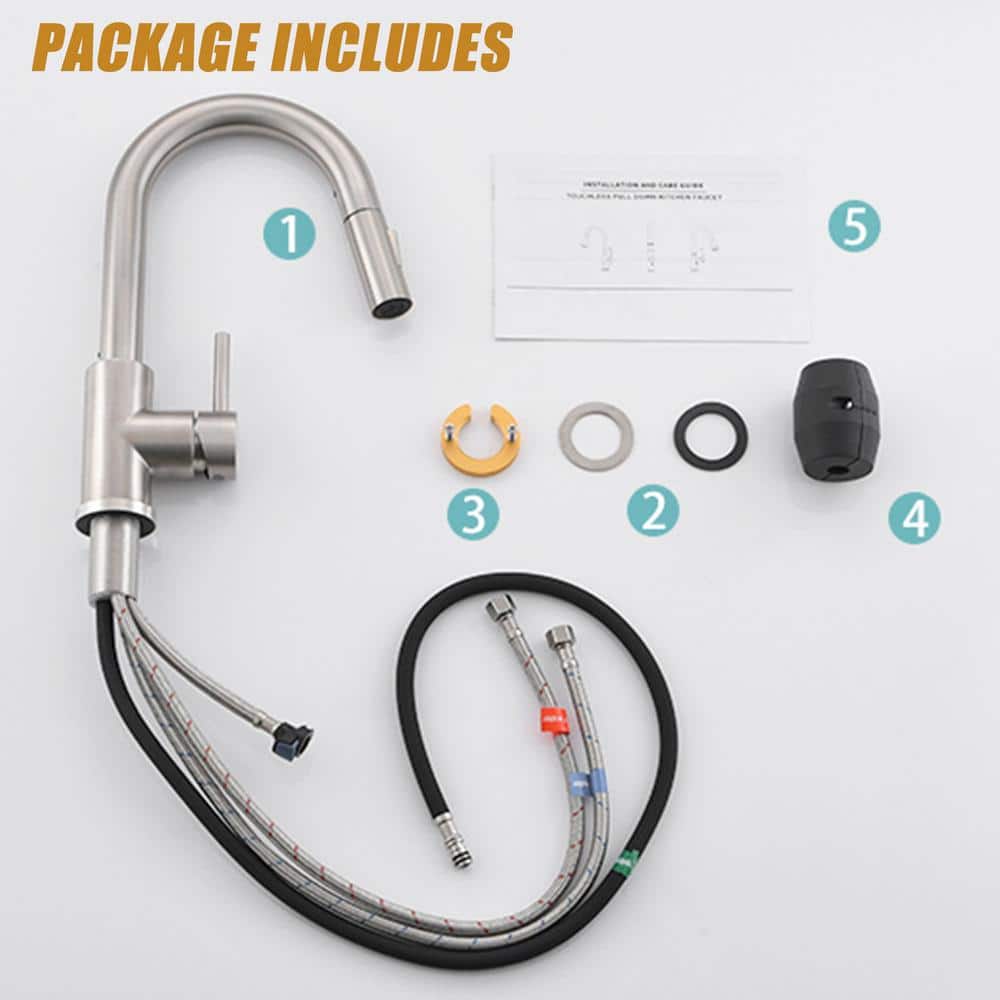 Brushed Nickel Single Handle Pull Down Kitchen Faucet