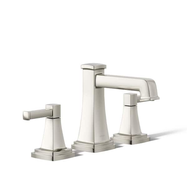 KOHLER Riff 8 in. Widespread Double Handle Bathroom Faucet in Vibrant Polished Nickel