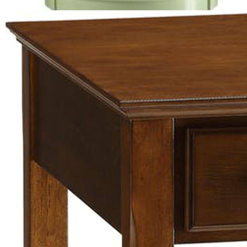Bertie Transitional Walnut Brown Side Table with Storage