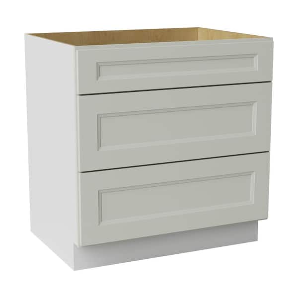 33 in. W x 24 in. D x 34.5 in. H Ready to Assemble Double Shaker Drawer Base Kitchen Cabinet in Laguna Grey
