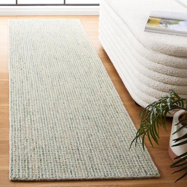 Abstract Green/Ivory 2 ft. x 14 ft. Modern Crosshatch Runner Rug