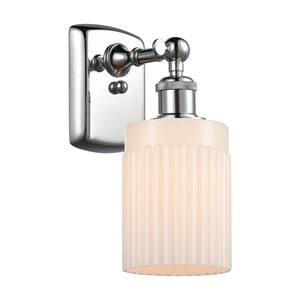 Hadley 1-Light Polished Chrome Wall Sconce with Matte White Glass Shade