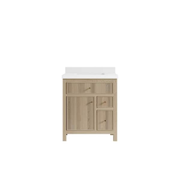Willow Collections Sonoma Oak 30 in. W x 22 in. D x 36 in. H Bath Vanity in White Oak with 2 in. White Quartz Top