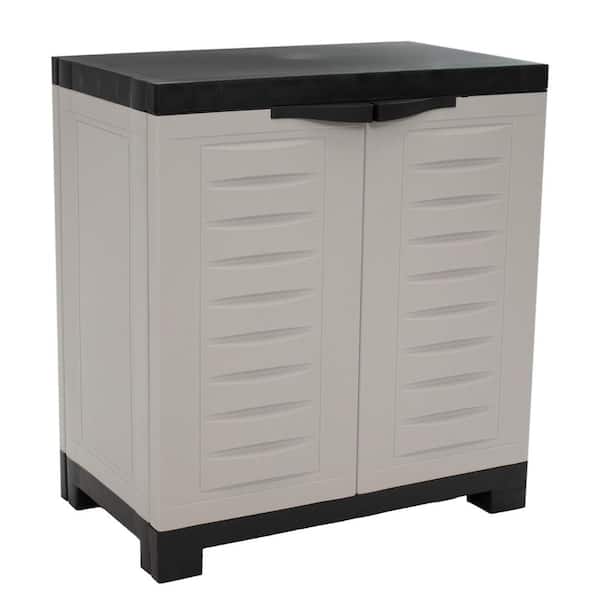 Heavy-Duty Storage 23.25 in. W x 25.5 in. H x 13.75 in. D Adjustable 1-Shelf Polypropylene Freestanding Cabinet in Gray