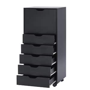 Black 6 Drawer Dresser Tall Dressers for Bedroom Kids Dresser w/Storage Shelves Small Dresser for Closet Makeup Dresser