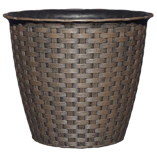 12.5 in. Agnes Medium Brown Lampakanay Seagrass Basket Planter (12.5 in. D  x 13.8 in. H) with attached liner