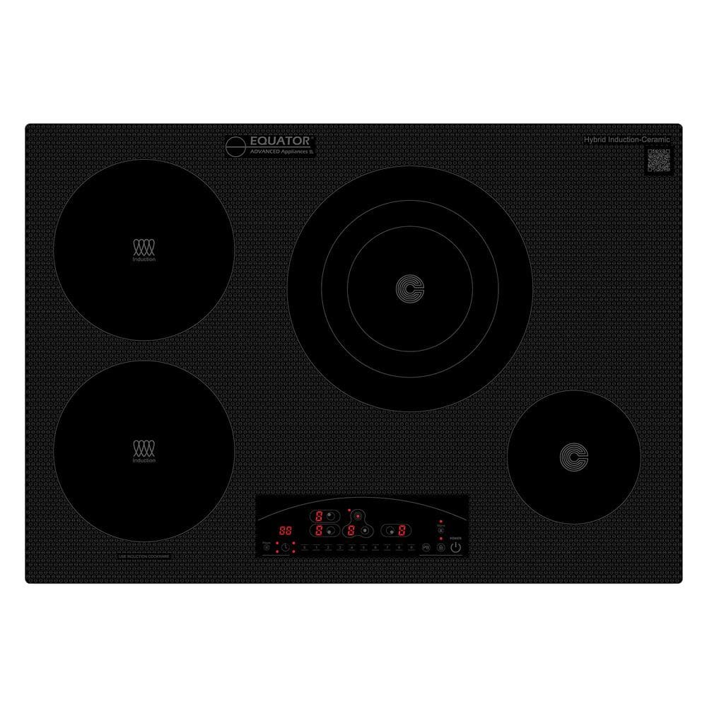 Equator 30" Black Ceramic-Induction 4 Burner Cooktop with Touch Control