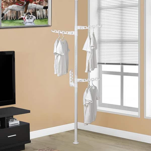 Amucolo White Adjustable Laundry Pole Clothes Drying Rack Coat Hanger DIY  Floor to Ceiling Tension Rod Storage Organizer YeaD-CYD0-C7J - The Home  Depot