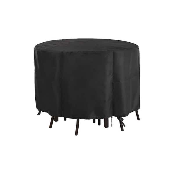 73 Inch Beige Round Patio Bar Height Table and Chair Furniture Waterproof Tear Resistant Cover