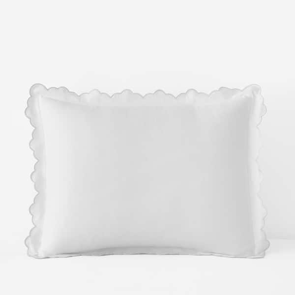 The Company Store Company Cotton Embroidered Scallop Light Gray Standard Sateen Sham