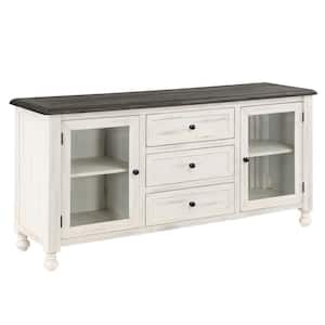 Heston Rustic White Wood 69 in. Sideboard with Adjustable Shelves and 3-Drawers