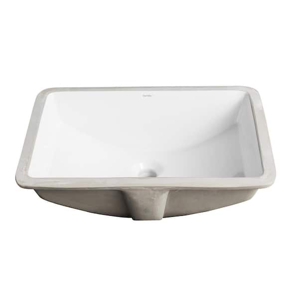 21 in. L x 15 in. W Rectangular Undermount Bathroom Sink with Overflow in White Vitreous China