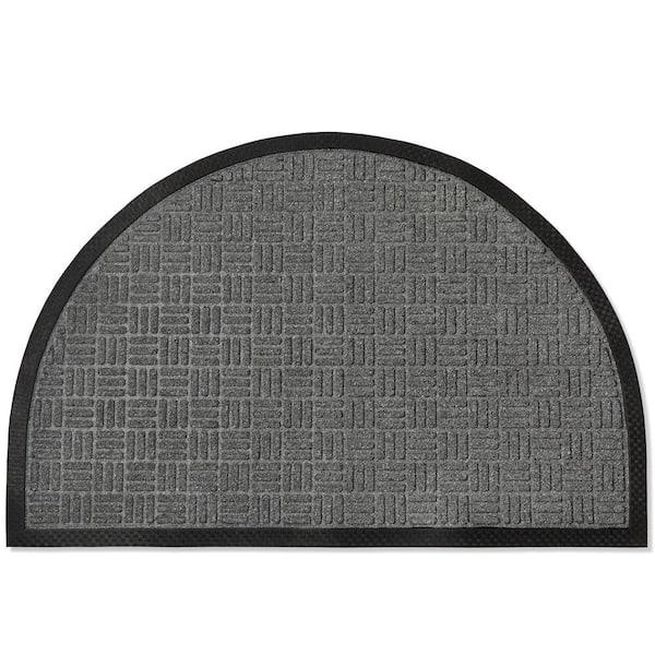 Envelor Indoor Outdoor Doormat Grey 24 in. x 36 in. Checker Half Round Floor Mat