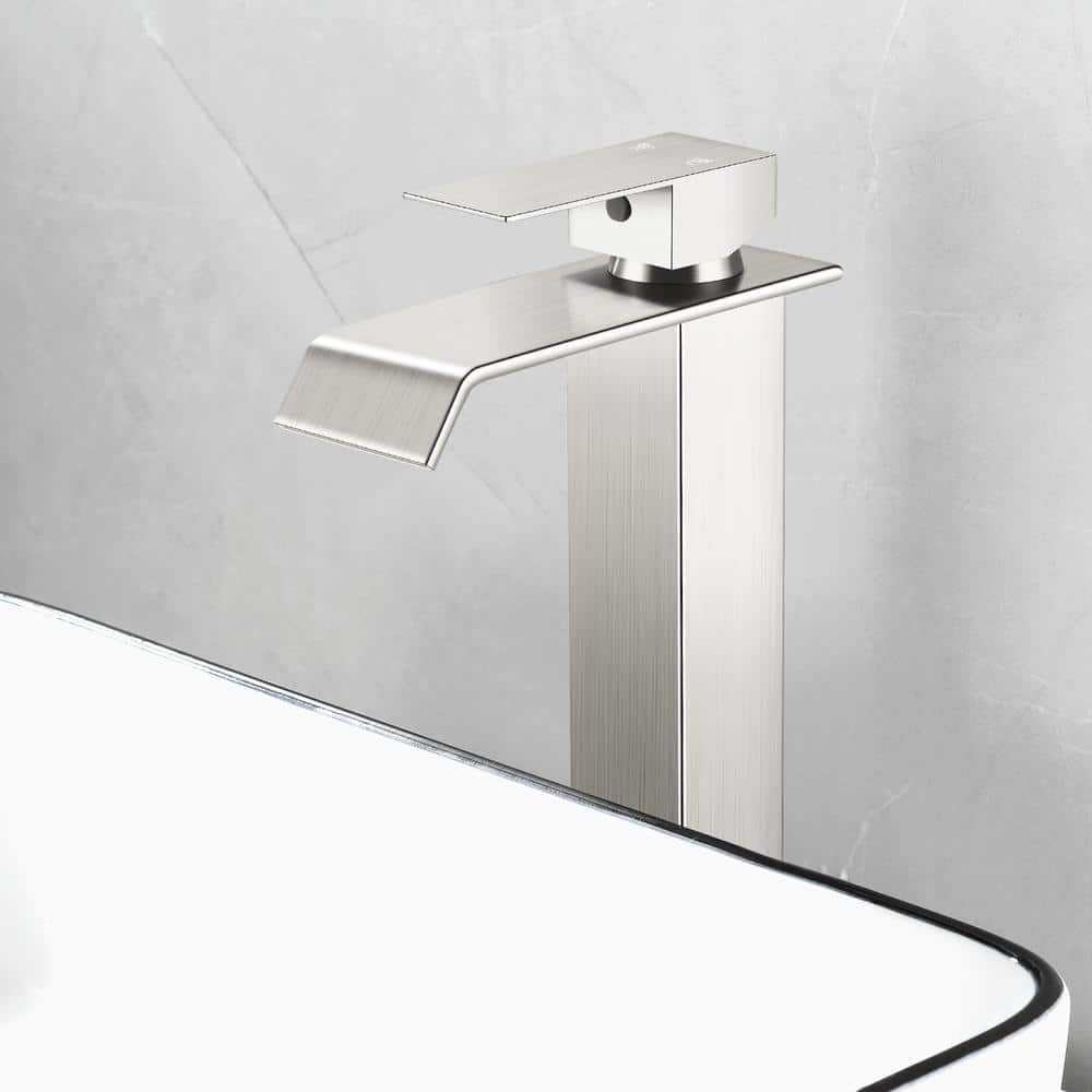 Brushed Nickel Single Handle Waterfall Vessel Sink Faucet