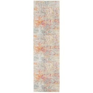 Madison Gray/Turquoise 2 ft. x 16 ft. Abstract Gradient Runner Rug