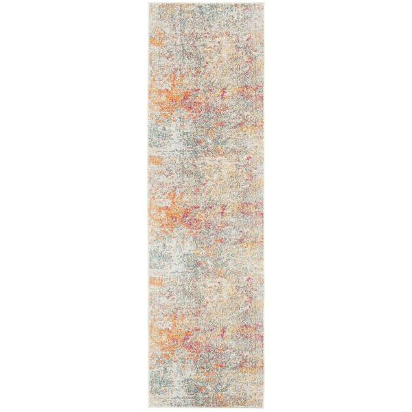 SAFAVIEH Madison Gray/Turquoise 2 ft. x 18 ft. Abstract Gradient Runner Rug