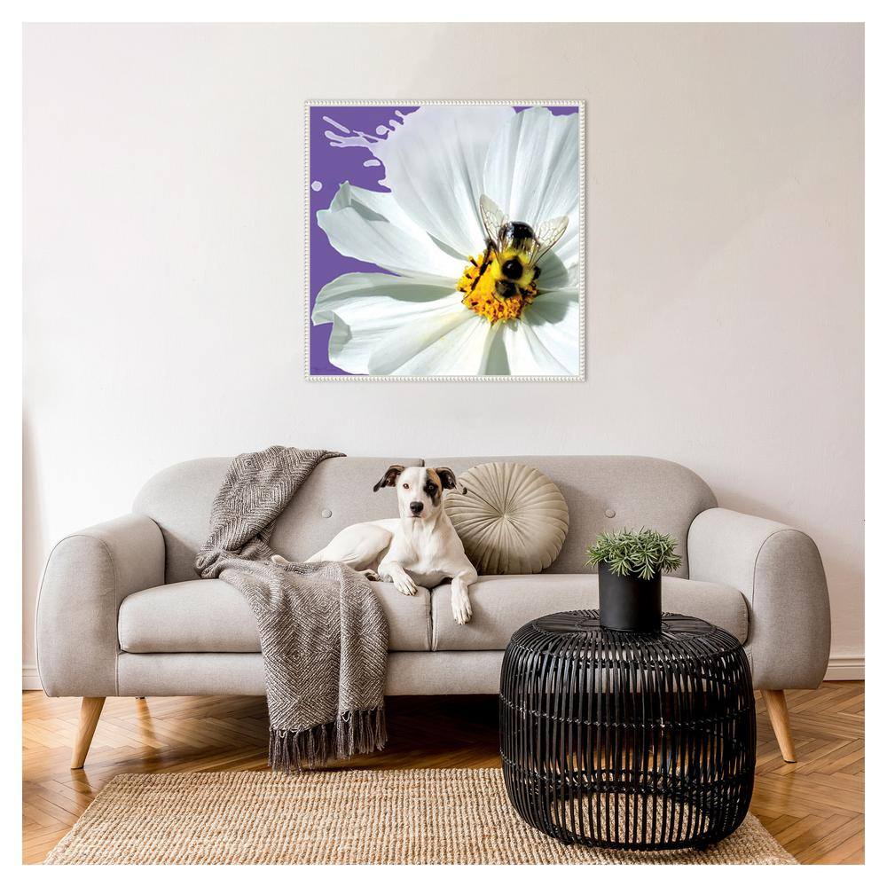 Flower Pop IV White Floater Frame Canvas Wall Art