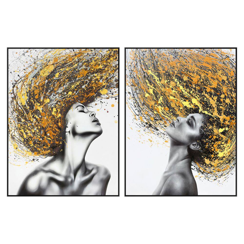 Classy Art 2-Piece Framed Mixed Media People Wall Art 47 in. x 35