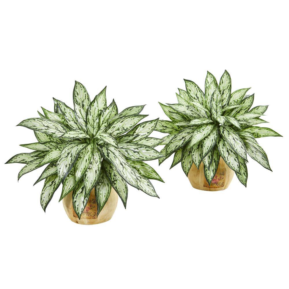 Nearly Natural Indoor 17 In Silver Queen Artificial Plant In Decorative Planter Set Of 2 8419 S2 The Home Depot