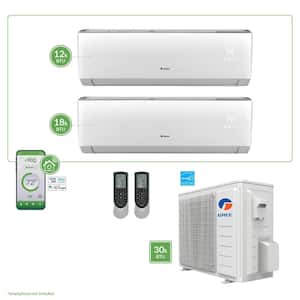 Gen3 Smart Home Dual-Zone 28,400 BTU 2.5 Ton Ductless Mini Split Air Conditioner with Heat, Inverter, Remote - 230-Volt
