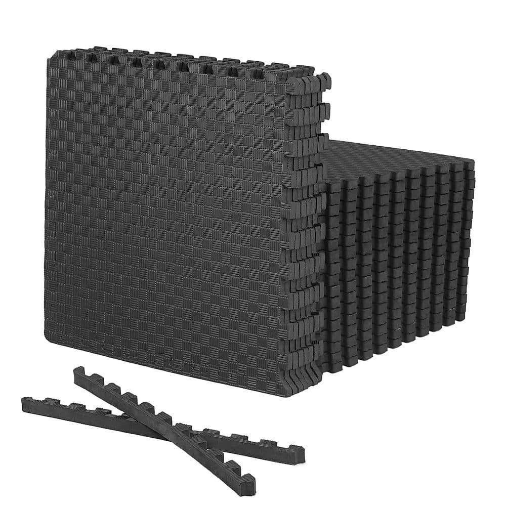 "Black 24"" W x 24"" L x 0.75"" Thick EVA Foam Double-Sided Tatami Pattern Gym Flooring Tiles (18 Tiles/Pack) (72 sq. ft.)" price history on PriceWatchPro