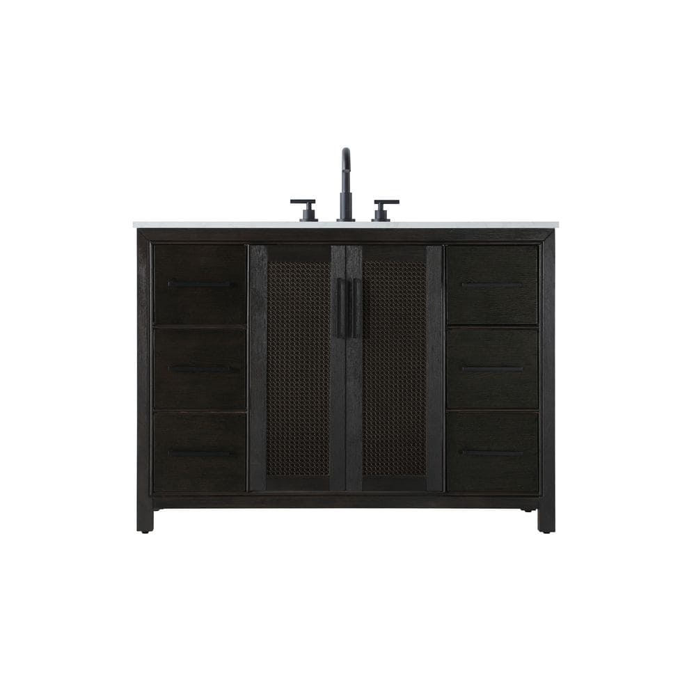 48 in. Single Sink Chocolate Oak Bath Vanity with White Engineered Marble Top price history on PriceWatchPro