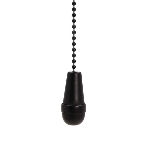 Commercial Electric 12 in. Matte Black Wooden Cone Pull Chain for Ceiling Fans and Lights