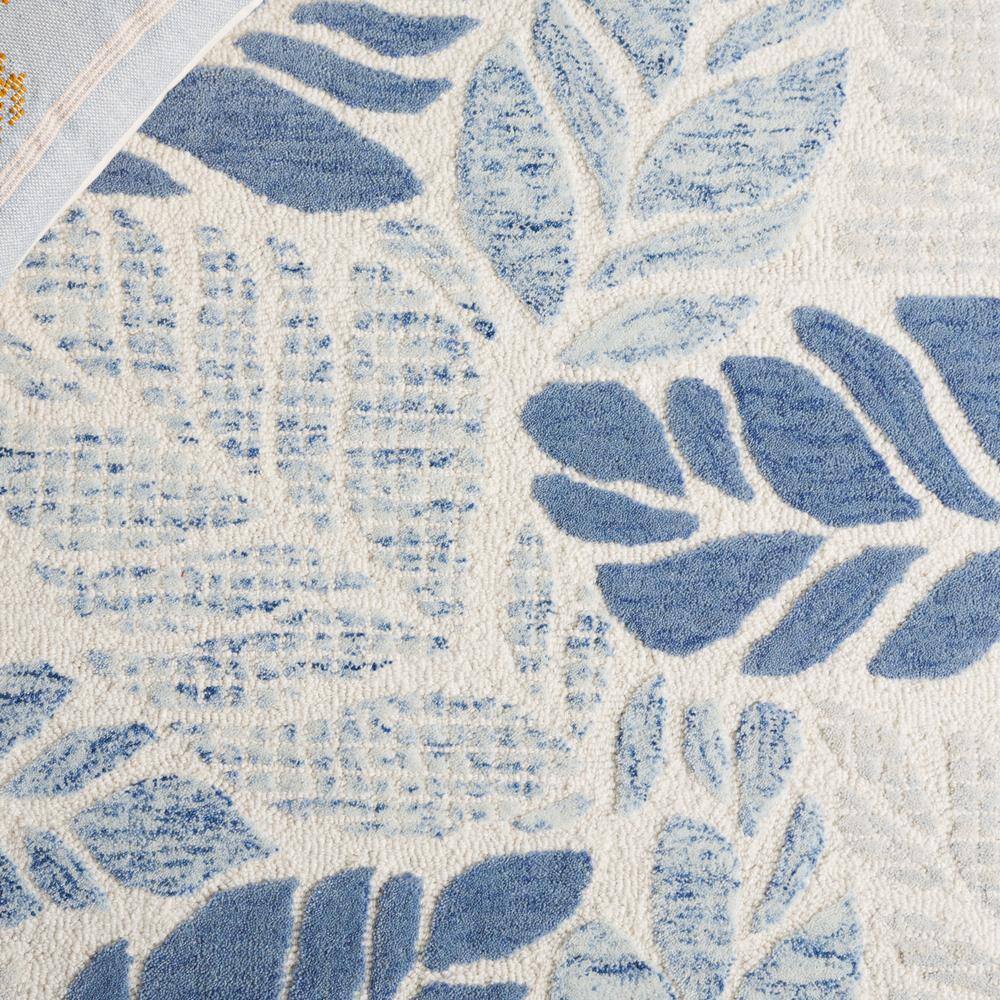 Ivory and Blue Floral Hand Tufted Wool Rug, 3' x 5'
