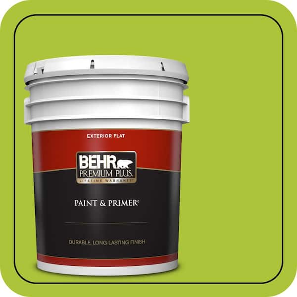 BEHR PREMIUM PLUS 5 gal. #410B-6 Crisp Green Flat Exterior Paint & Primer