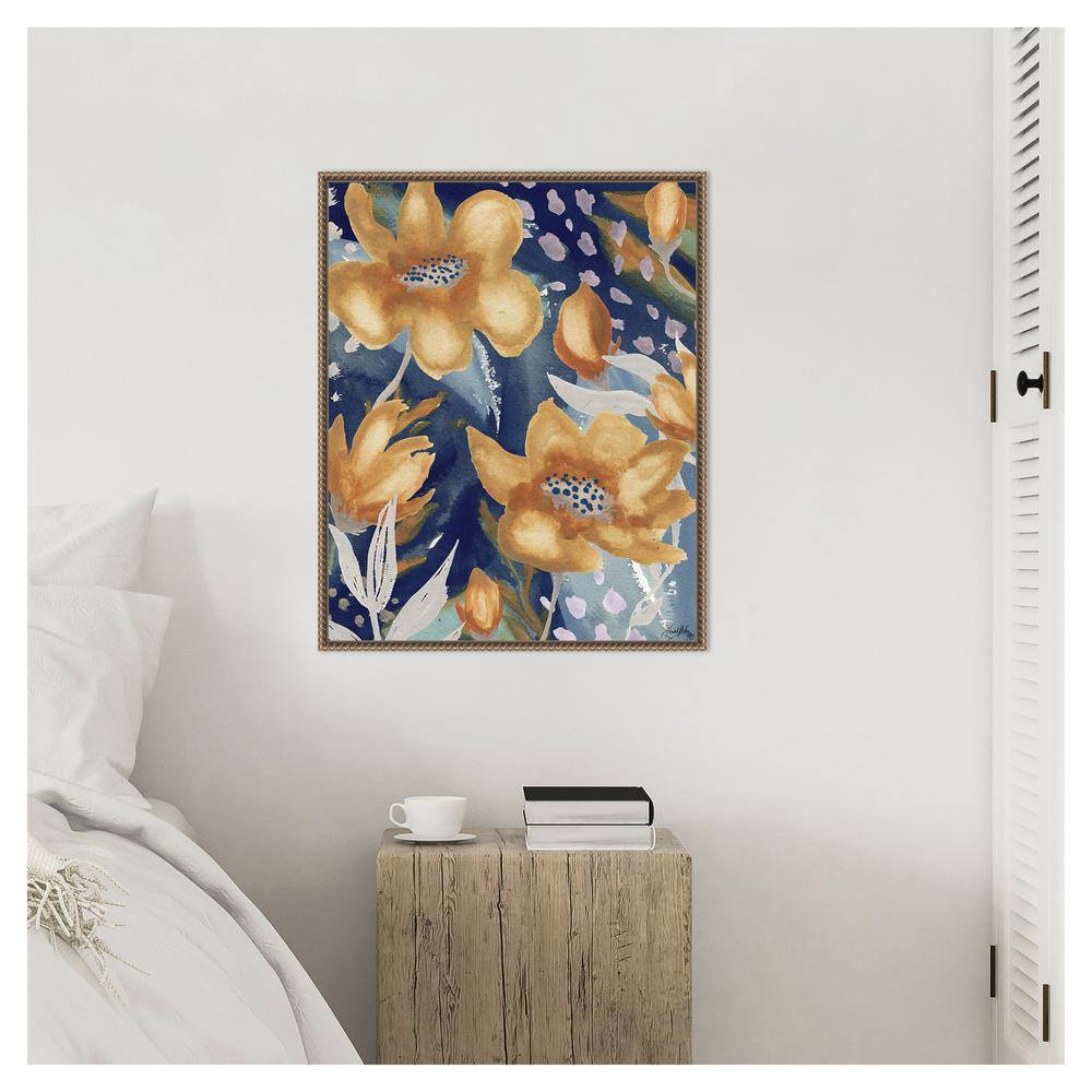 Golden Floral and Silver Petal Abstract Canvas Art
