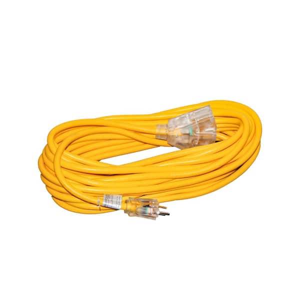 LifeSupplyUSA 50 ft. 12/3 Wire Gauge 3-Outlet Tri-Source SJT Indoor Outdoor Vinyl Lighted Electric Extension Cord (5-Pack)