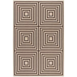 Beach House Cream/Brown Doormat 3 ft. x 5 ft. Geometric Indoor/Outdoor Patio Area Rug
