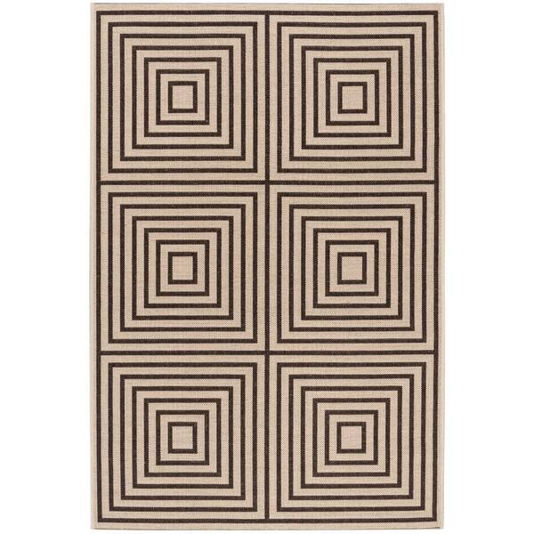 SAFAVIEH Beach House Cream/Brown Doormat 3 ft. x 5 ft. Geometric Indoor/Outdoor Patio Area Rug
