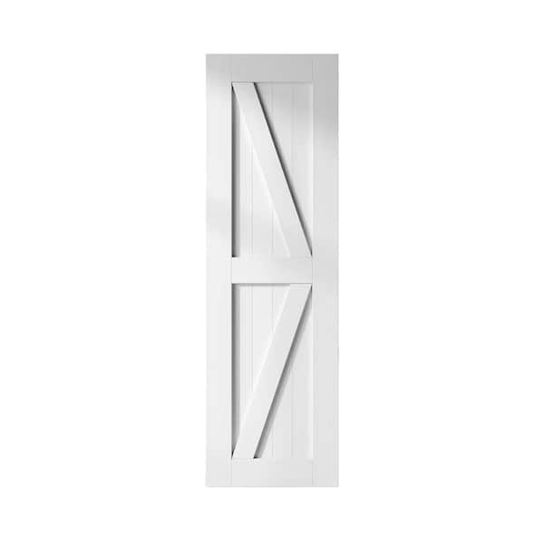 HOMACER 24 in. x 96 in. K-Frame White Solid Natural Pine Wood Panel Interior Sliding Barn Door Slab with Frame