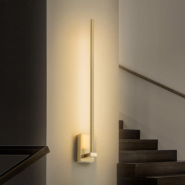 Rennnsan Rex 23.6 in. 1-Light Gold Linear Dimmable LED Wall Sconce