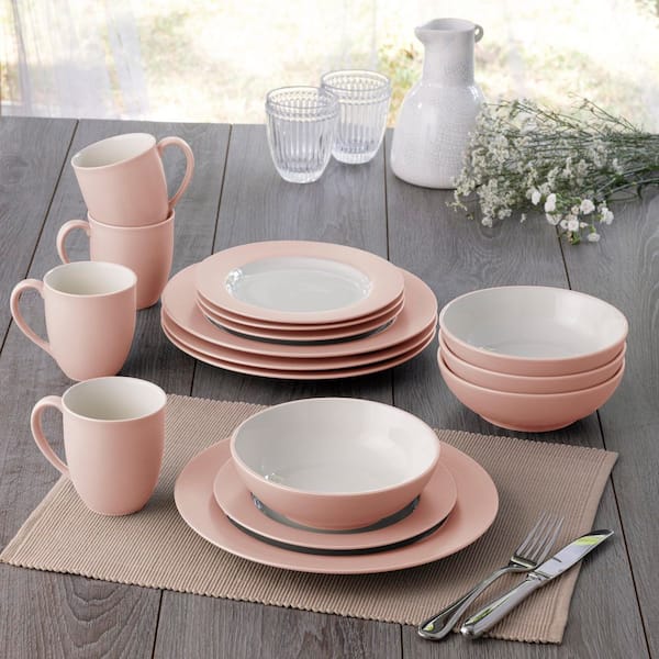 Noritake Colorwave Pink 16-Piece Rim (Pink) Stoneware Dinnerware