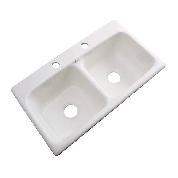 Thermocast Brighton Drop-In Acrylic 33 in. 2-Hole Double Bowl Kitchen Sink in Biscuit