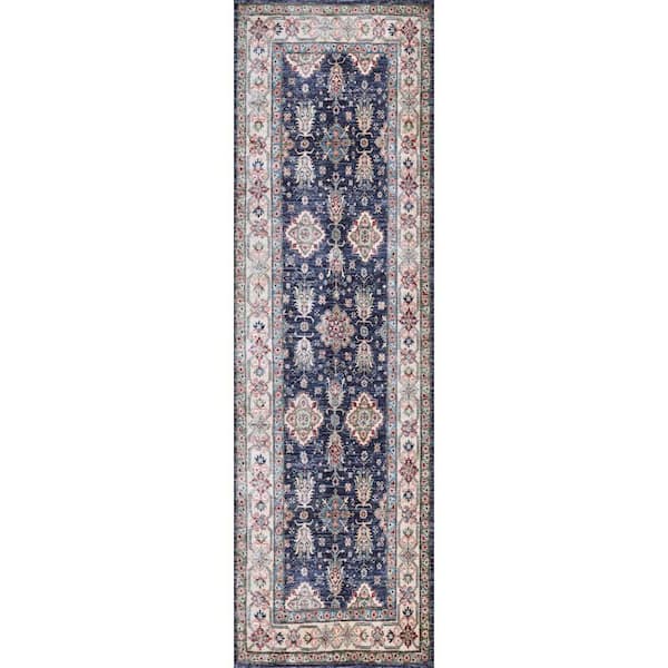 Nourison Fulton Navy 2 ft. x 8 ft. Vintage Persian Traditional Kitchen Runner Area Rug