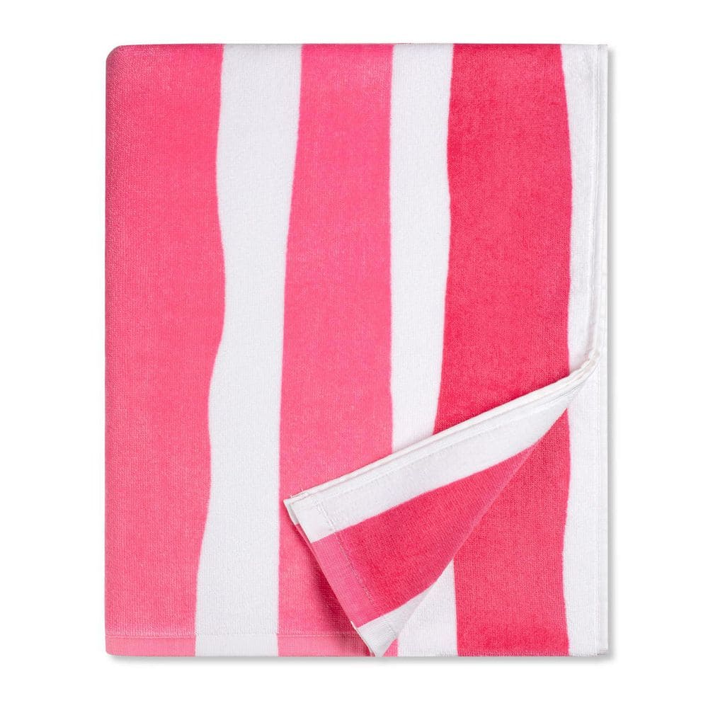 Pink Family Beach Towel Cotton Velour Striped Terry Pool Towel Soft Absorbent No Fading No Lint 1 Piece price history on PriceWatchPro